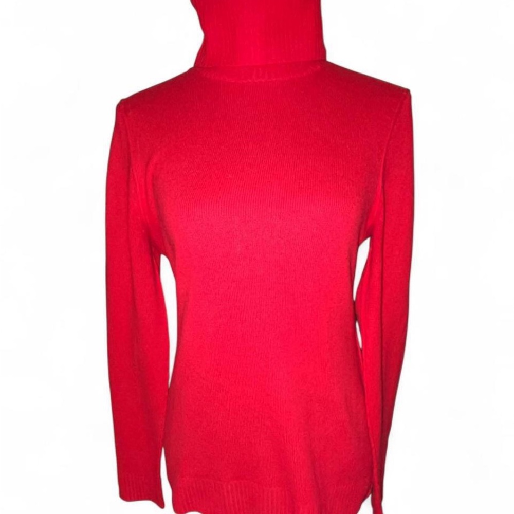 Aqua Vibrant Red Turtle Neck Sweater